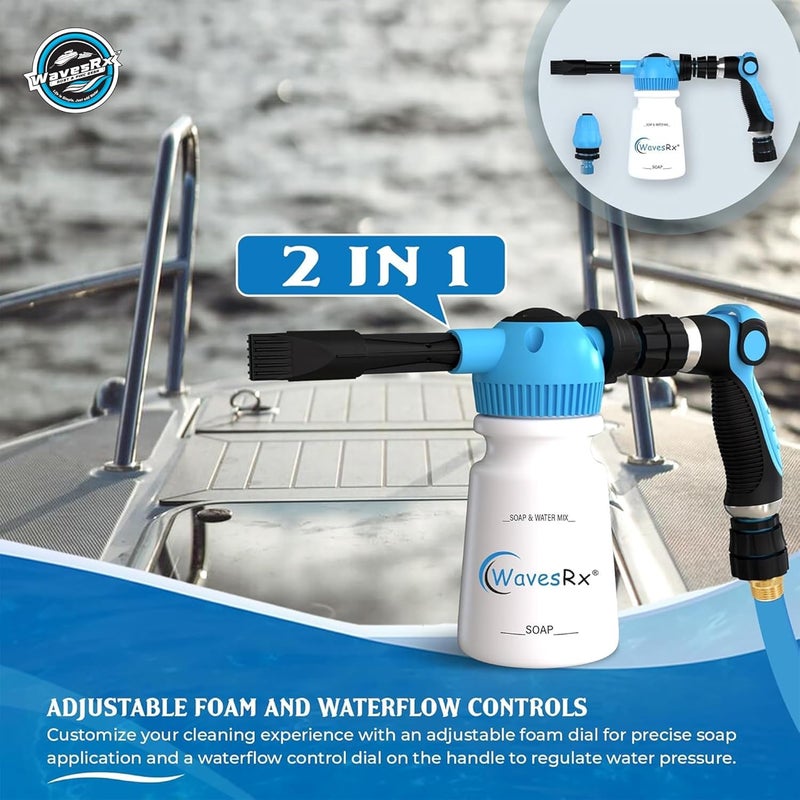 WAVESRX PWC & Boat Wash Sprayer & Engine Flush Mixer to Wash Salt Away | Dual-Use Marine Soap Foamer to Quickly Wash and Rinse | Cleaning Kit for Boating with Garden Hose Quick-Connect - Image 5